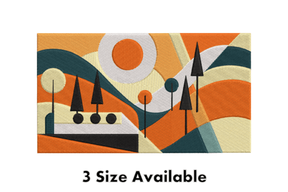 Abstract Landscape Embroidery Design