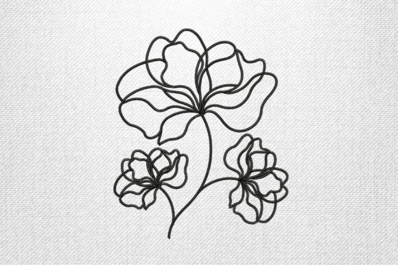 Black Line Floral Minimal Embroidery