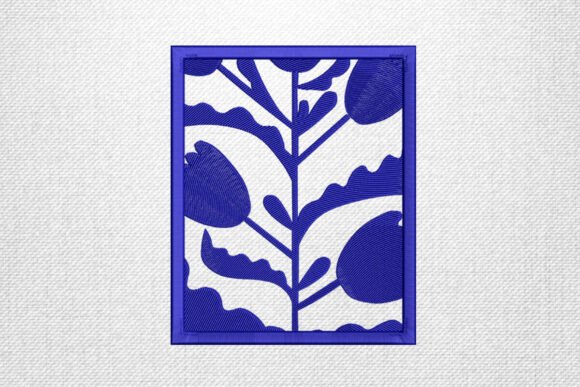 Blue Tulip Leaves Framed Embroidery