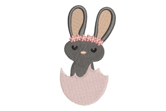 Bunny in Egg Shell Embroidery Design