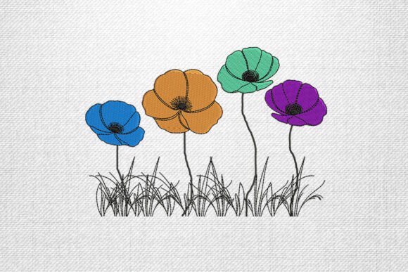 Colorful Floral Garden Embroidery