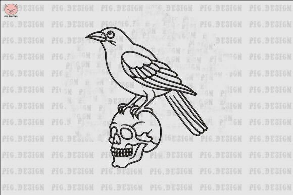 Crow and Skull Embroidery