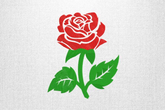 Elegant Red Rose Embroidery Design