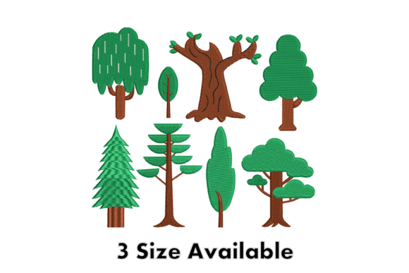 Forest Trees Embroidery Design Set
