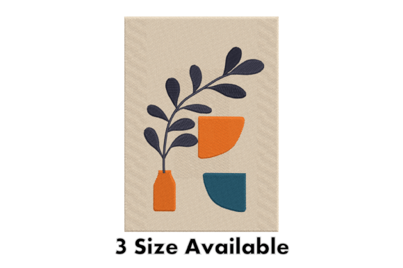 Geometric Vase Leaf Embroidery Art