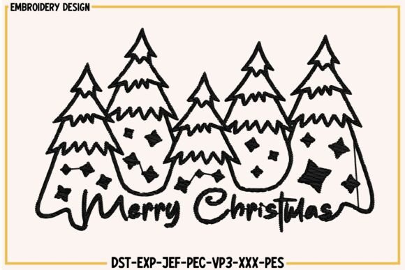 Merry Christmas Tree Embroidery PES DST
