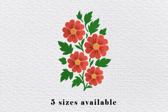 Orange Floral Embroidery Design