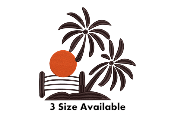 Palm Tree Sunset Embroidery Design