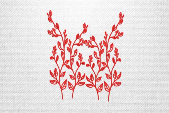 Red Floral Branch Embroidery Design