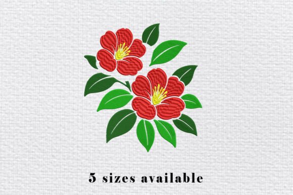 Red Flower Embroidery Design Art